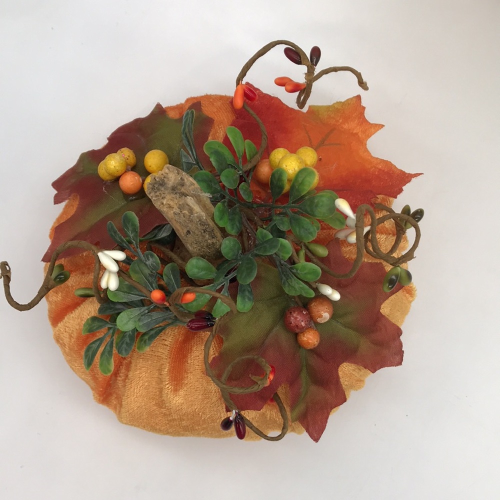 Trio of 3 Handmade Velvet, Poly filled Pumpkins - Picture 7 of 12